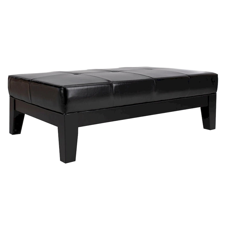 Brown / Red / Off White / Black Quilted Faux Leather Ottoman, 1-Seat
