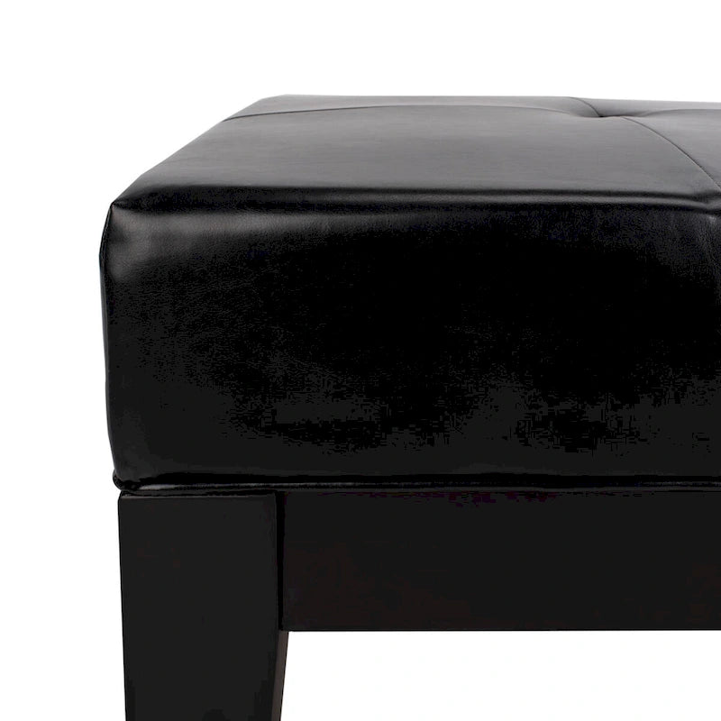 Brown / Red / Off White / Black Quilted Faux Leather Ottoman, 1-Seat