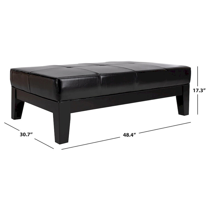 Brown / Red / Off White / Black Quilted Faux Leather Ottoman, 1-Seat