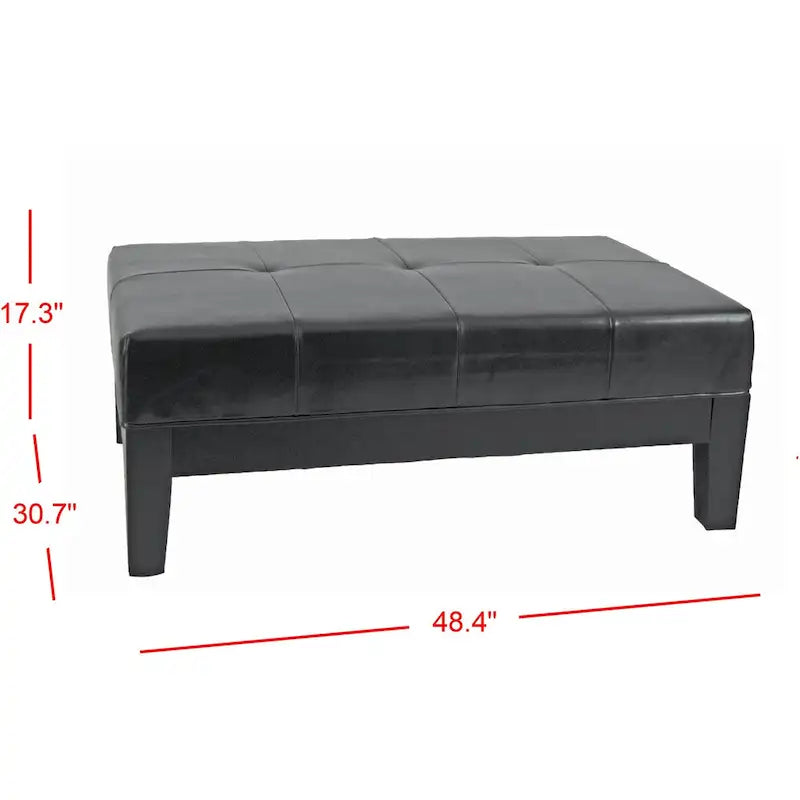 Brown / Red / Off White / Black Quilted Faux Leather Ottoman, 1-Seat