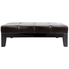 Brown / Red / Off White / Black Quilted Faux Leather Ottoman, 1-Seat