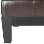 Brown / Red / Off White / Black Quilted Faux Leather Ottoman, 1-Seat