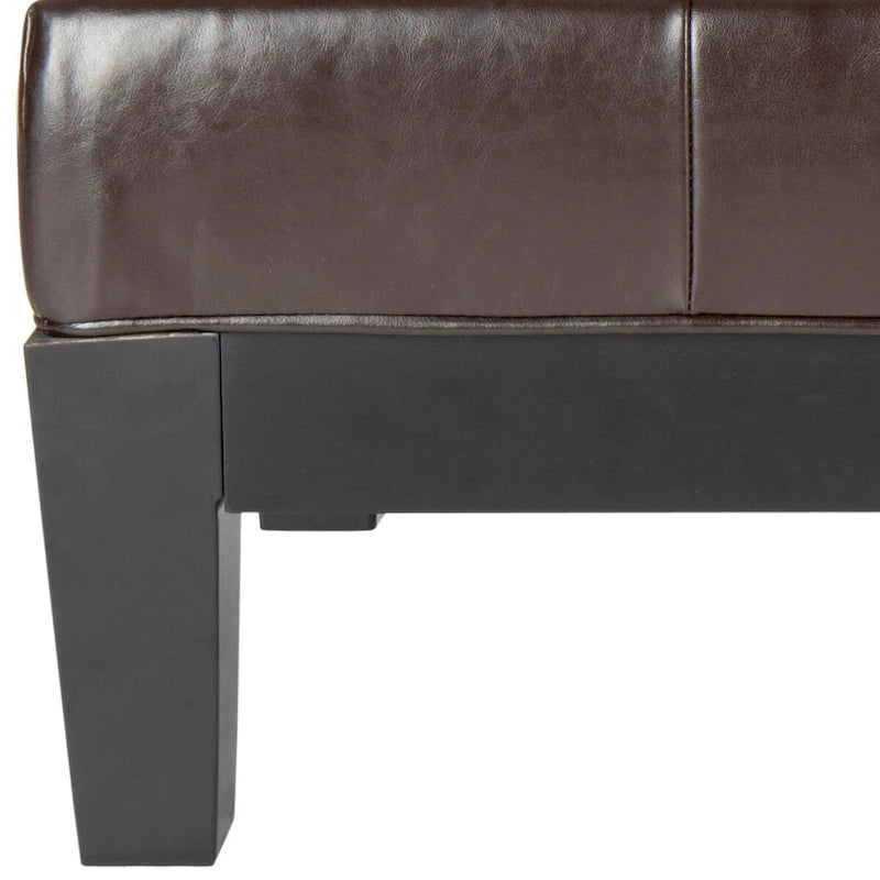 Brown / Red / Off White / Black Quilted Faux Leather Ottoman, 1-Seat