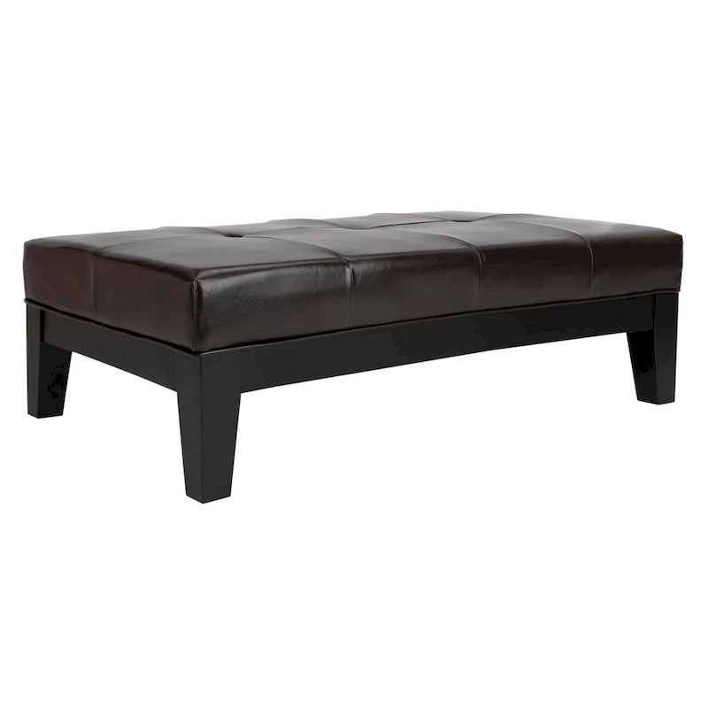 Brown / Red / Off White / Black Quilted Faux Leather Ottoman, 1-Seat