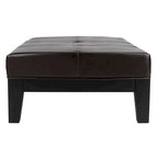 Brown / Red / Off White / Black Quilted Faux Leather Ottoman, 1-Seat