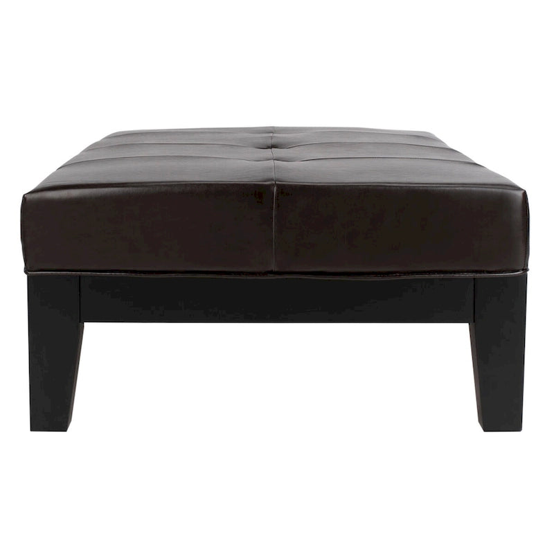 Brown / Red / Off White / Black Quilted Faux Leather Ottoman, 1-Seat