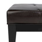 Brown / Red / Off White / Black Quilted Faux Leather Ottoman, 1-Seat