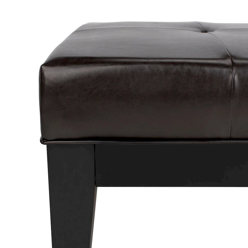 Brown / Red / Off White / Black Quilted Faux Leather Ottoman, 1-Seat
