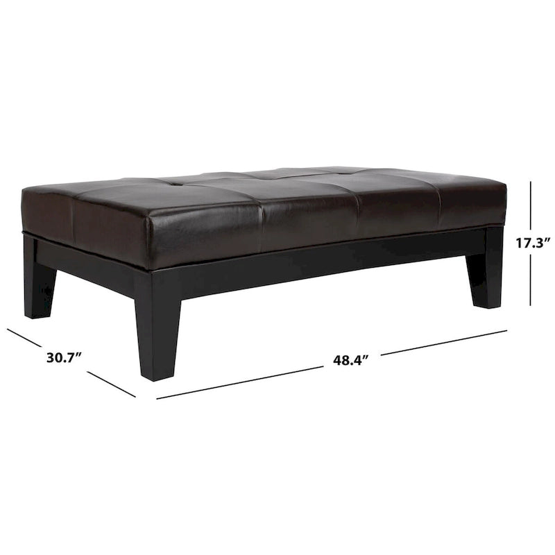 Brown / Red / Off White / Black Quilted Faux Leather Ottoman, 1-Seat