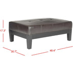 Brown / Red / Off White / Black Quilted Faux Leather Ottoman, 1-Seat