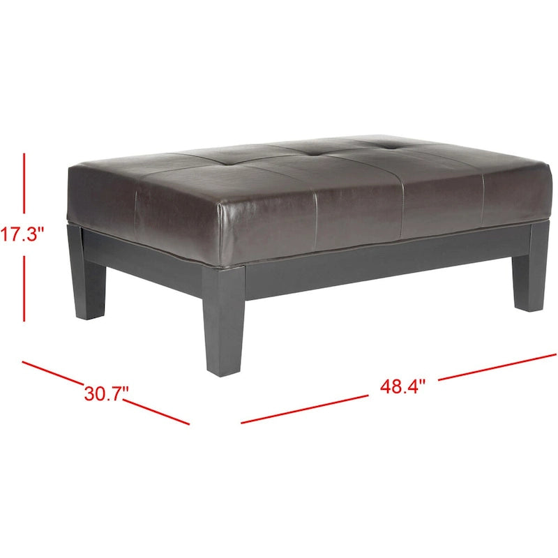 Brown / Red / Off White / Black Quilted Faux Leather Ottoman, 1-Seat