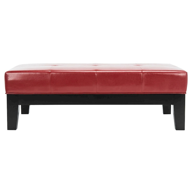 Brown / Red / Off White / Black Quilted Faux Leather Ottoman, 1-Seat