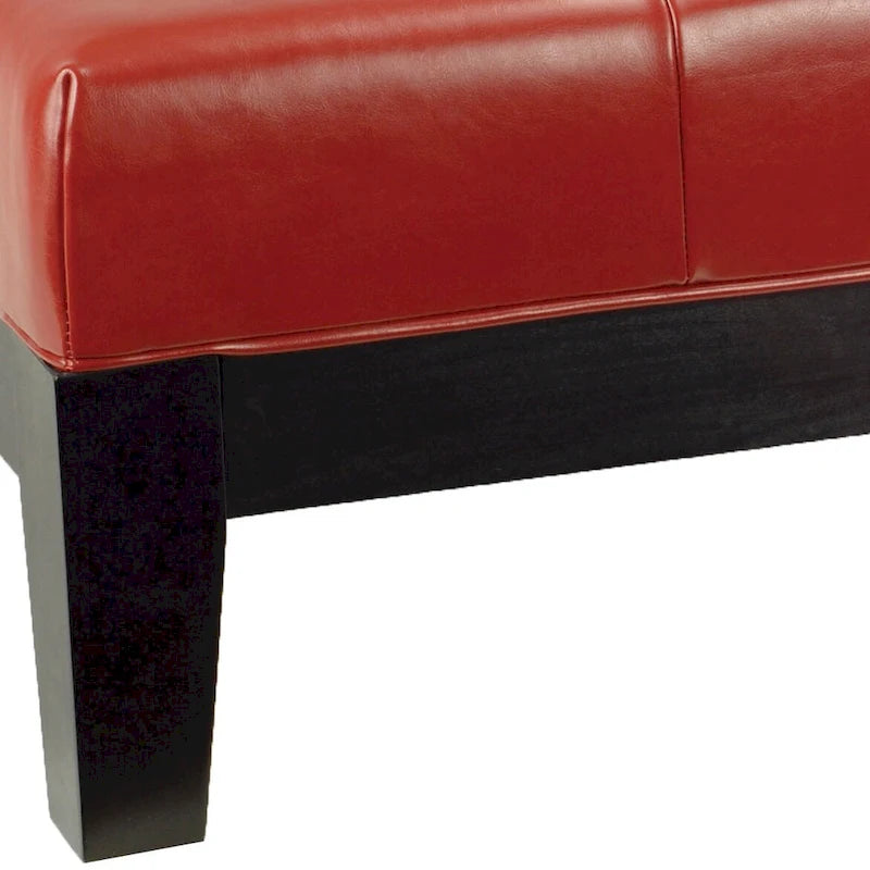 Brown / Red / Off White / Black Quilted Faux Leather Ottoman, 1-Seat
