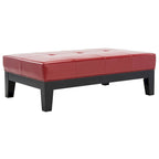 Brown / Red / Off White / Black Quilted Faux Leather Ottoman, 1-Seat