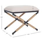 Beige/Black Hemp Wrapped Ottoman, Crossed Wood Base, 1-Person
