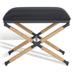 Beige/Black Hemp Wrapped Ottoman, Crossed Wood Base, 1-Person