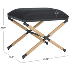 Beige/Black Hemp Wrapped Ottoman, Crossed Wood Base, 1-Person
