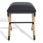 Beige/Black Hemp Wrapped Ottoman, Crossed Wood Base, 1-Person