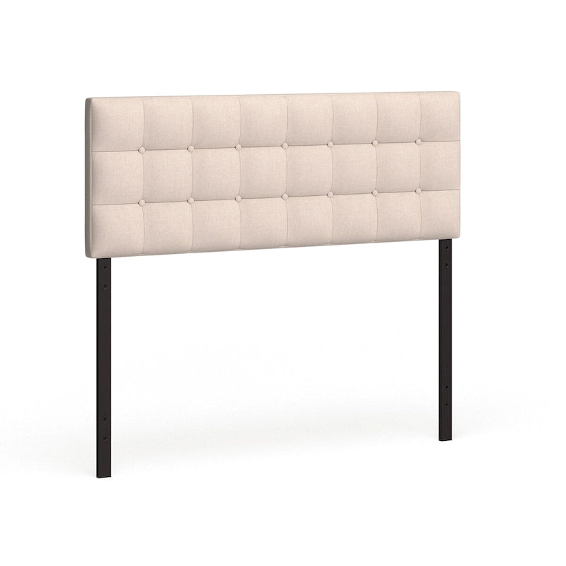 Button-Tufted Queen Headboard – Beige / Grey / Ivory, Contemporary, Fits Queen Bed