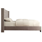 Dark Grey / Beige / Grey Linen Wingback Button-Tufted King Bed – Regular & Platform Style