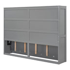 Grey & White Murphy Wall Bed – Fold-Away Cabinet, Queen/Full, 1–2 Person