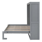 Grey & White Murphy Wall Bed – Fold-Away Cabinet, Queen/Full, 1–2 Person