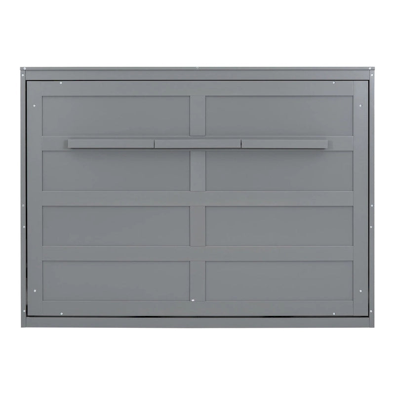 Grey & White Murphy Wall Bed – Fold-Away Cabinet, Queen/Full, 1–2 Person