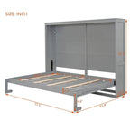Grey & White Murphy Wall Bed – Fold-Away Cabinet, Queen/Full, 1–2 Person