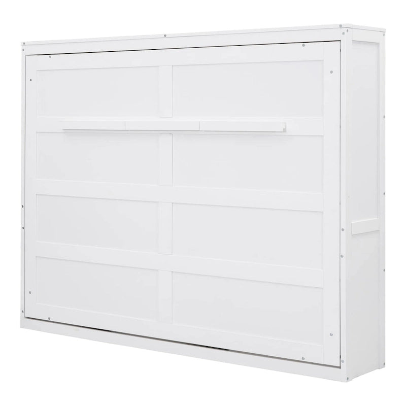 Grey & White Murphy Wall Bed – Fold-Away Cabinet, Queen/Full, 1–2 Person