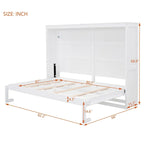 Grey & White Murphy Wall Bed – Fold-Away Cabinet, Queen/Full, 1–2 Person