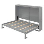 Grey & White Murphy Wall Bed – Fold-Away Cabinet, Queen/Full, 1–2 Person