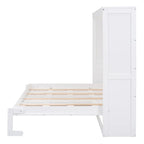 Grey & White Murphy Wall Bed – Fold-Away Cabinet, Queen/Full, 1–2 Person