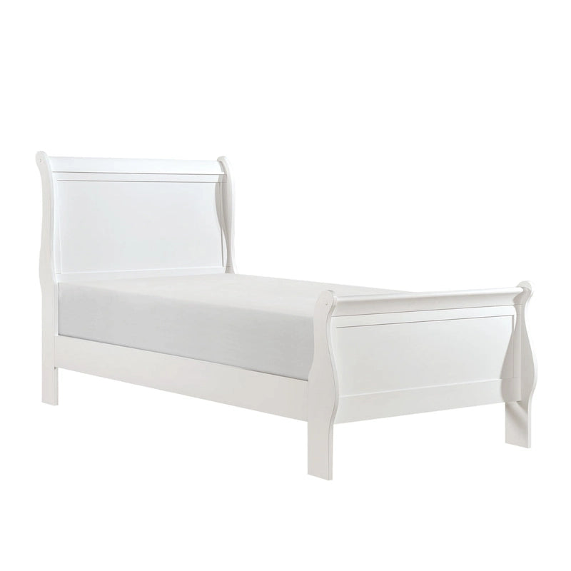 White Sleigh Panel Bed, Twin, 1-Person
