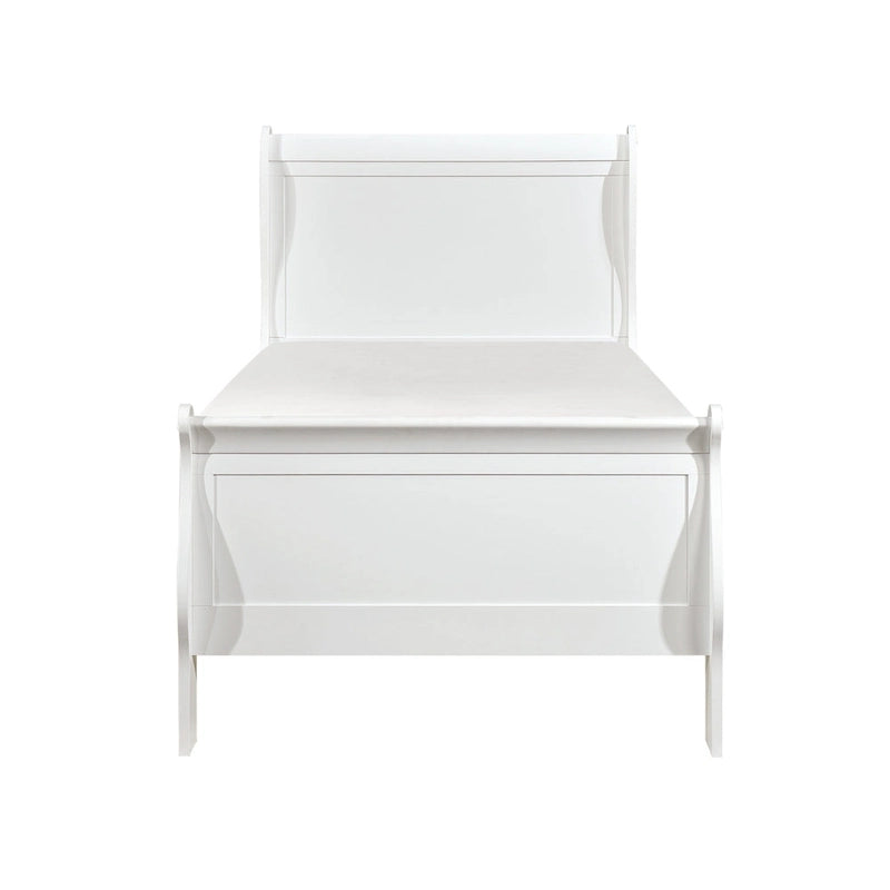 White Sleigh Panel Bed, Twin, 1-Person