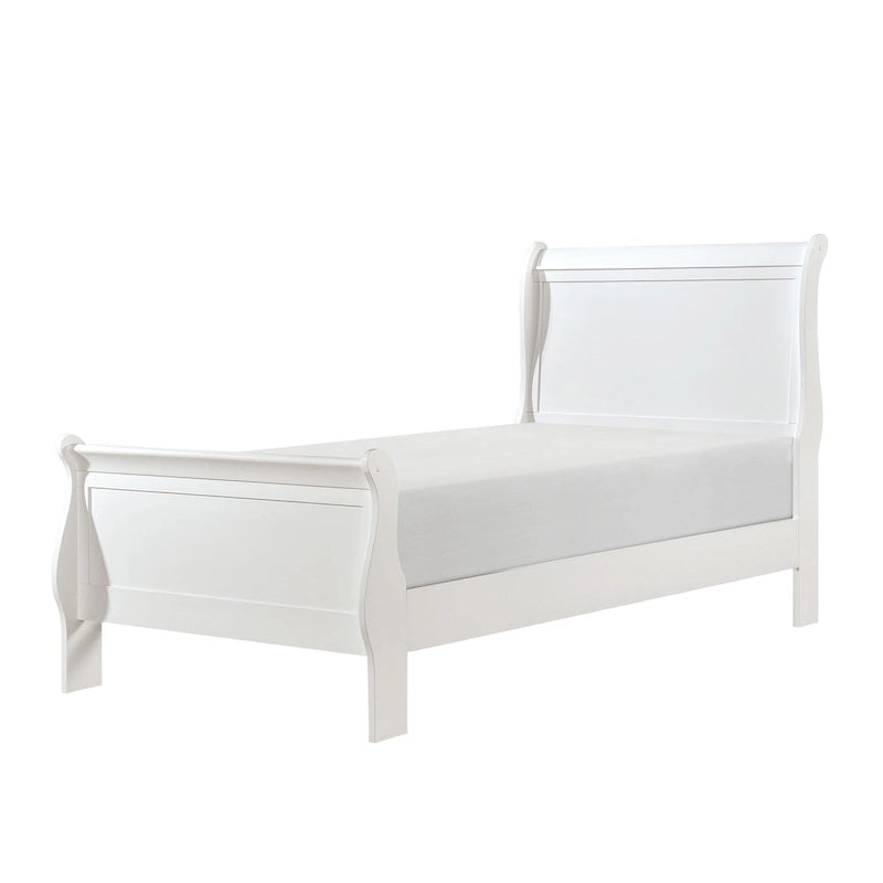 White Sleigh Panel Bed, Twin, 1-Person