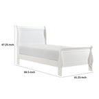 White Sleigh Panel Bed, Twin, 1-Person