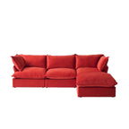 L-Shaped Modular Sectional Sofa, Velvet, 3–4 Seater (Blue / Orange / Red / Green)