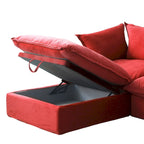 L-Shaped Modular Sectional Sofa, Velvet, 3–4 Seater (Blue / Orange / Red / Green)