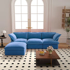 L-Shaped Modular Sectional Sofa, Velvet, 3–4 Seater (Blue / Orange / Red / Green)