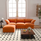 L-Shaped Modular Sectional Sofa, Velvet, 3–4 Seater (Blue / Orange / Red / Green)