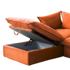 L-Shaped Modular Sectional Sofa, Velvet, 3–4 Seater (Blue / Orange / Red / Green)