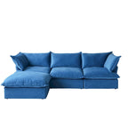 L-Shaped Modular Sectional Sofa, Velvet, 3–4 Seater (Blue / Orange / Red / Green)