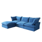 L-Shaped Modular Sectional Sofa, Velvet, 3–4 Seater (Blue / Orange / Red / Green)