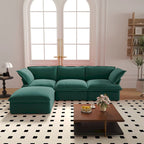 L-Shaped Modular Sectional Sofa, Velvet, 3–4 Seater (Blue / Orange / Red / Green)