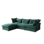 L-Shaped Modular Sectional Sofa, Velvet, 3–4 Seater (Blue / Orange / Red / Green)