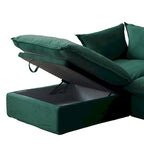 L-Shaped Modular Sectional Sofa, Velvet, 3–4 Seater (Blue / Orange / Red / Green)