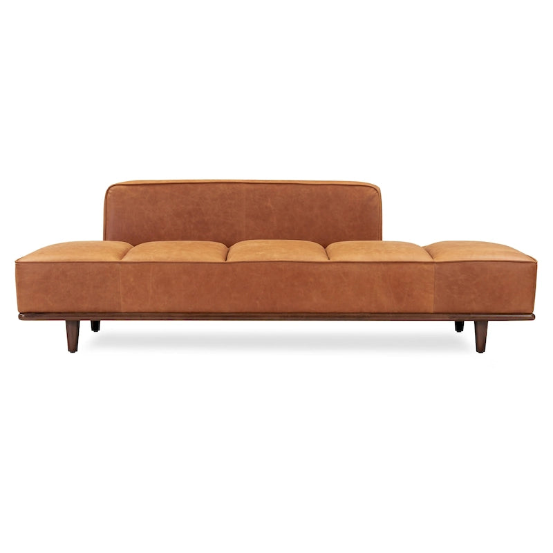 Leather Daybed Sofa – Midnight Blue / Cognac Tan / Onyx Black, Seats 1