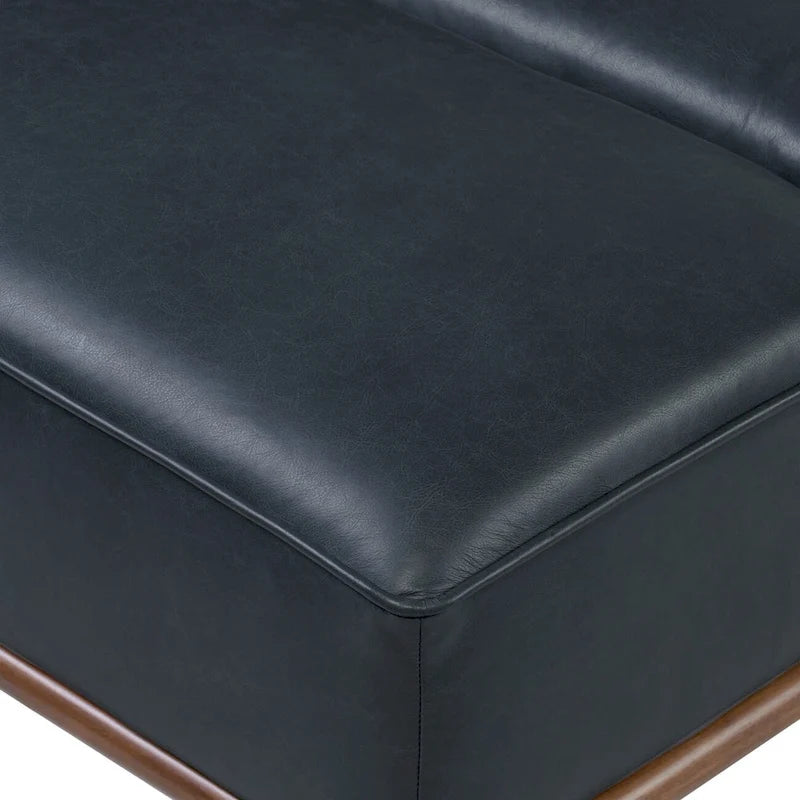 Leather Daybed Sofa – Midnight Blue / Cognac Tan / Onyx Black, Seats 1