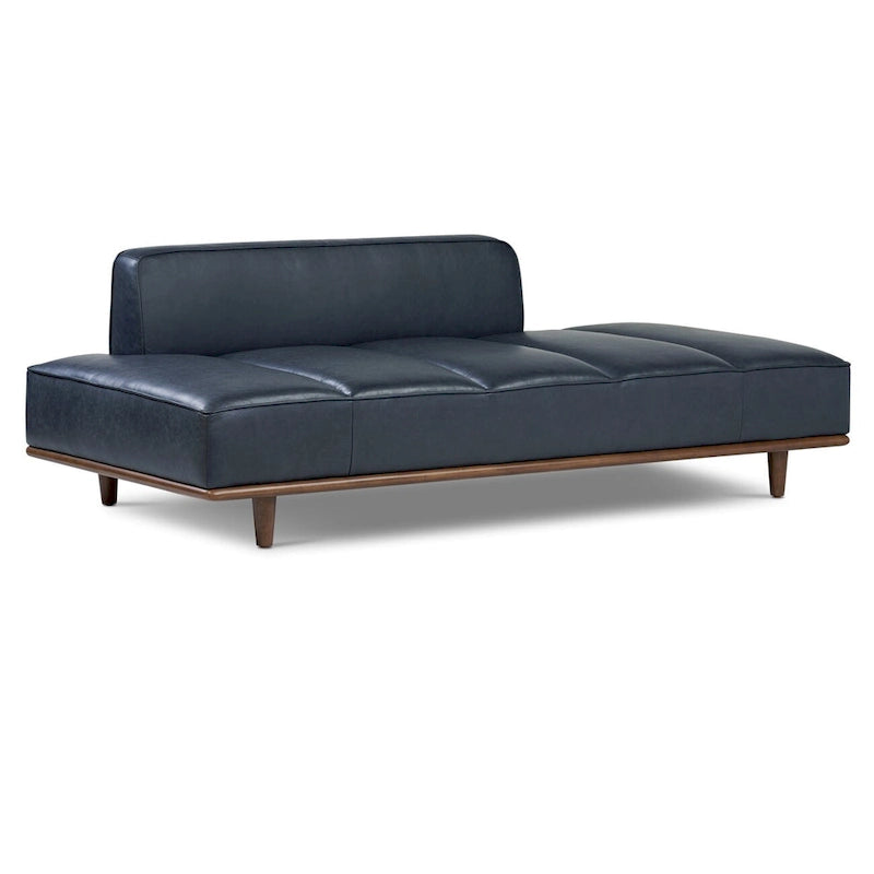 Leather Daybed Sofa – Midnight Blue / Cognac Tan / Onyx Black, Seats 1
