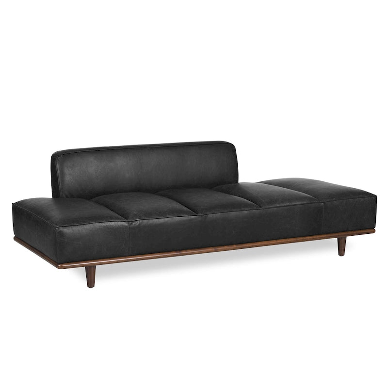 Leather Daybed Sofa – Midnight Blue / Cognac Tan / Onyx Black, Seats 1